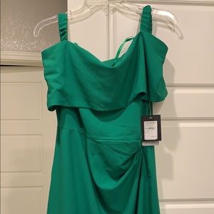 Green off the shoulder dress